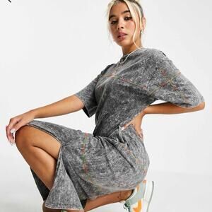 Native Youth oversized t-shirt dress with exposed neon seams NWOT